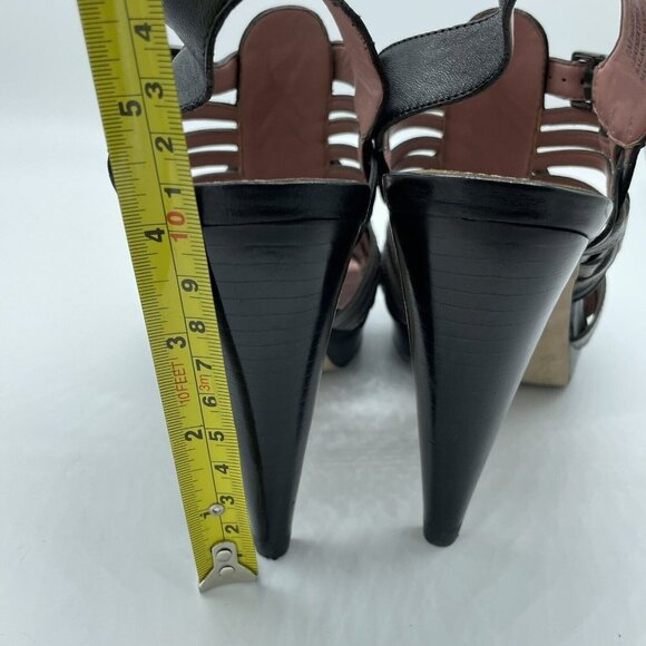 Libby Edelman Sabrina Sexy Crisscrossed Leather Open Toe High Heels Size 7 M - Picture 5 of 7
